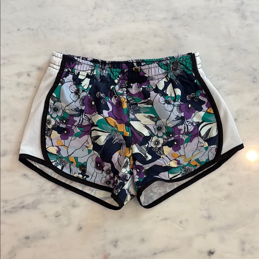 Kids Nike Athletic Shorts - Purple and Green Flowers (size 4-5)